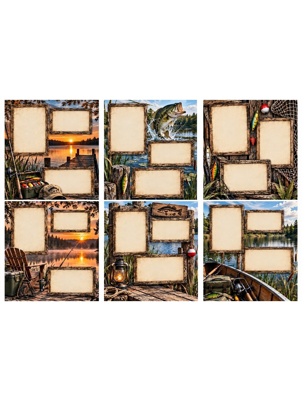 Fishing Memories Scrapbook Paper Set – 6 Rustic